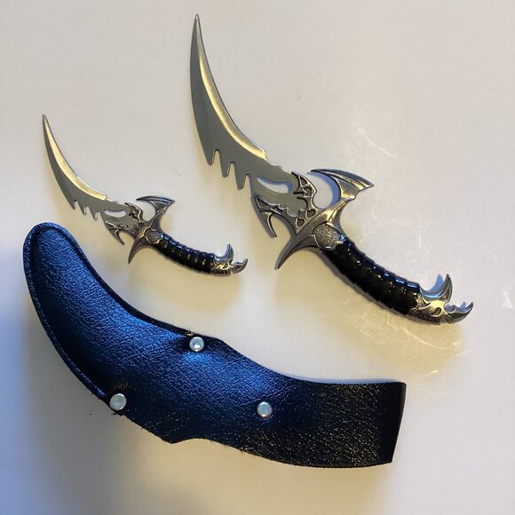 Ace Martial Arts Supply Draco Twin Fantasy Dagger Set, Silver Stainless China - Picture 6 of 14